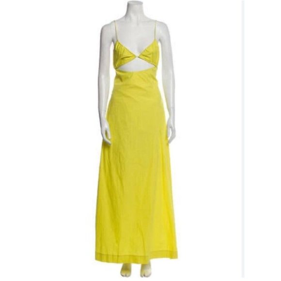 SWF Cut Out A Line Maxi Dress Limone Yellow - Picture 5 of 5